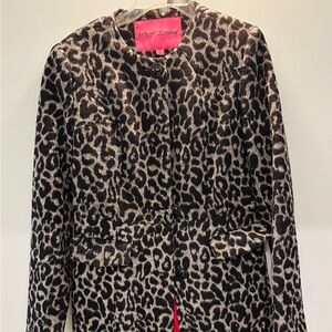 Betsey Johnson Leopard Print Jacket with Vibrant Pink Interior